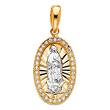 14K Two-Tone Gold CZ Our Lady of Guadalupe Pendant