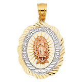 14K Tricolor Gold Our Lady of Guadalupe Pendant