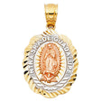 14K Tricolor Gold Our Lady of Guadalupe Pendant