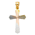 14K Tricolor Gold Stamped Cross Pendant