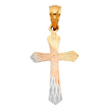 14K Tricolor Gold Cross Stamp Pendant