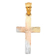 14K Tricolor Gold Cross Stamp Pendant