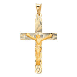 14K Yellow Gold Stamped Crucifix Pendant