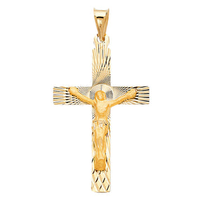 14K Yellow Gold Stamped Crucifix Pendant