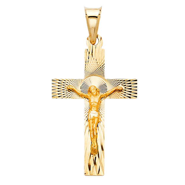 14K Yellow Gold Crucifix Stamp Pendant