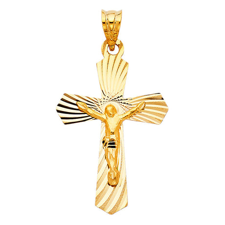14K Yellow Gold Crucifix Stamp Pendant