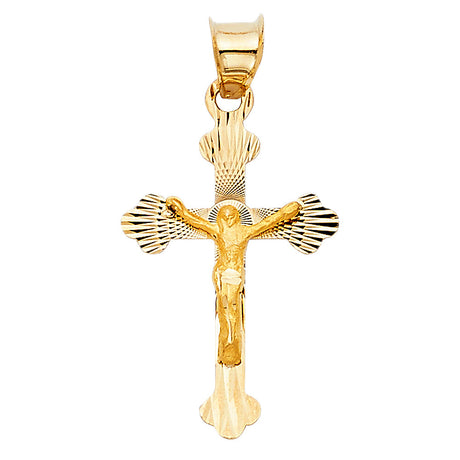 14K Yellow Gold Crucifix Stamp Pendant