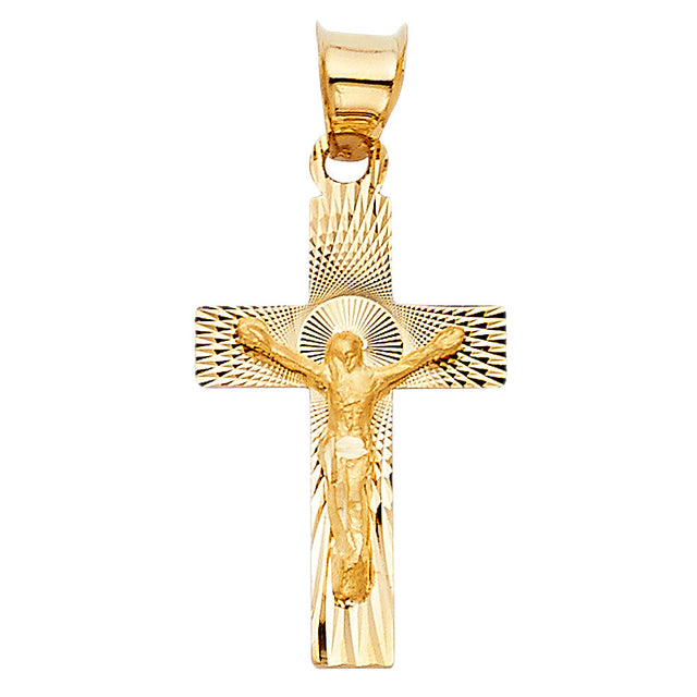 14K Yellow Gold Crucifix Stamp Pendant