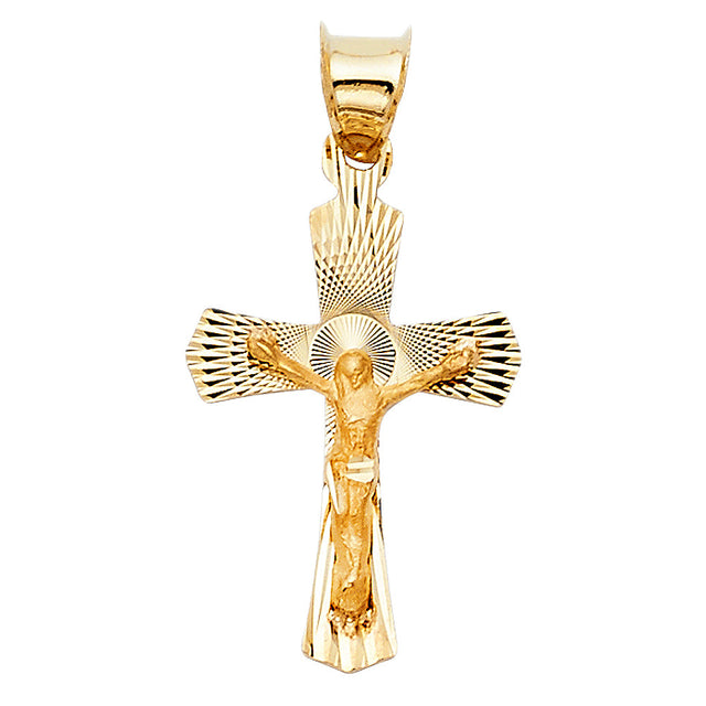 14K Yellow Gold Crucifix Stamp Pendant