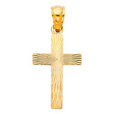 14K Yellow Gold Stamped Cross Pendant