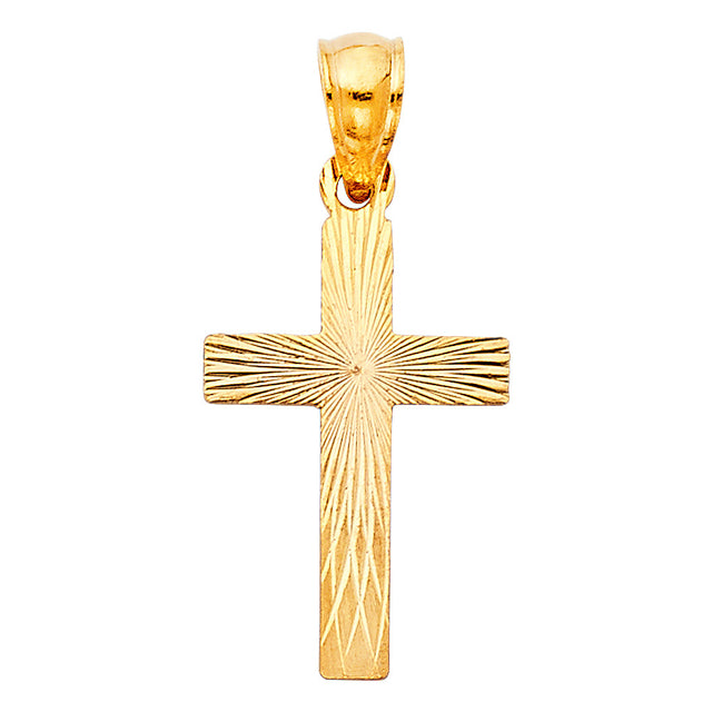 14K Yellow Gold Stamped Cross Pendant