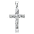 14K White Gold Stamped Crucifix Pendant