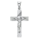 14K White Gold Stamped Crucifix Pendant