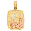 14K Tricolor Gold Baptism Pendant