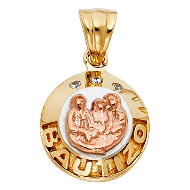 14K Two-Tone Gold Baptism Pendant