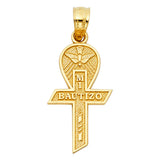 14K Yellow Gold Baptism Cross Pendant