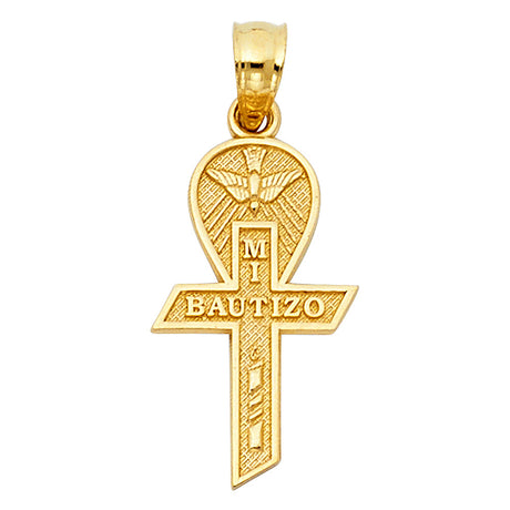 14K Yellow Gold Baptism Cross Pendant