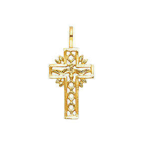 14K Yellow Gold Openwork Religious Cross Pendant