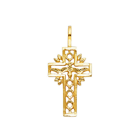 14K Yellow Gold Openwork Religious Cross Pendant