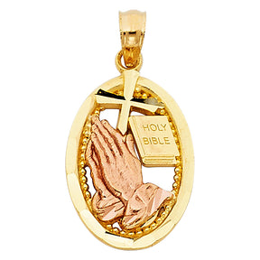 14K Two-Tone Gold Praying Hands Pendant