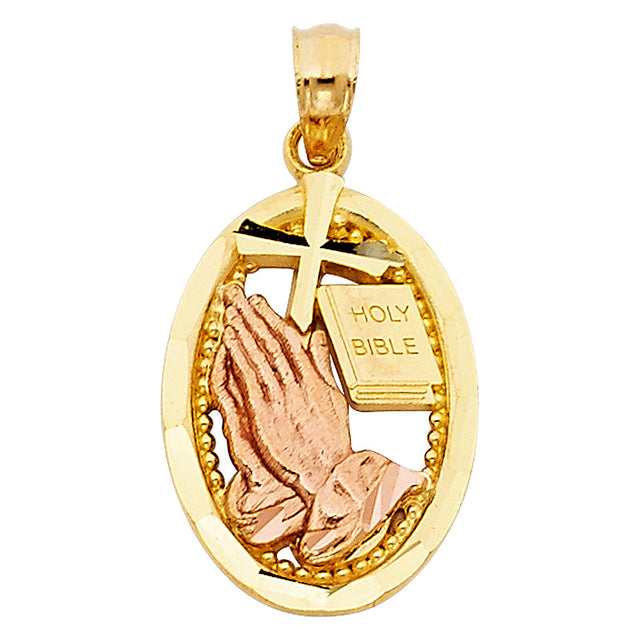 14K Two-Tone Gold Praying Hands Pendant