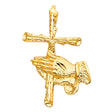 14K White Gold Praying Hand W/ Cross Pendant