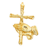 14K White Gold Praying Hand W/ Cross Pendant
