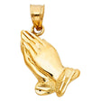 14K Yellow Gold Praying Hand Pendant