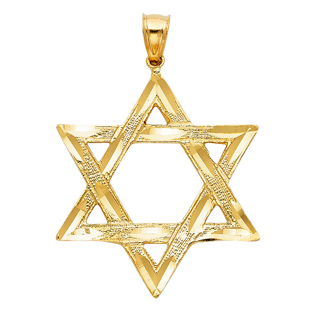 14K Yellow Gold Star of David Pendant
