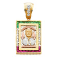 14K Tricolor Gold CZ Malverde Sinaloa Pendant