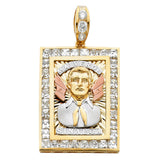14K Tricolor Gold CZ Malverde Sinaloa Pendant