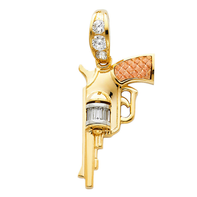 14K Tricolor Gold Revolver Pendant