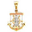 14K Tricolor Gold Our Lady of Guadalupe Pendant