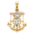14K Tricolor Gold Crucifix Anchor Pendant