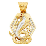 14K Two-Tone Gold Viper Snake Pendant