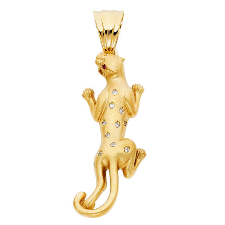 14K Yellow Gold Stone-Accented Panther Pendant