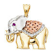 14K Tricolor Gold CZ Elephant Pendant