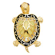 14K Yellow Gold Glow-in-the-Dark Turtle Pendant