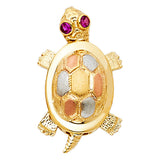 14K Tricolor Gold Segmented Shell Turtle Pendant