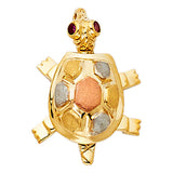 14K Tricolor Gold Openwork Shell Turtle Pendant