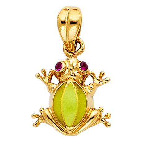 14K Yellow Gold Glow-in-the-Dark Frog Pendant