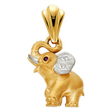 14K Two-Tone Gold CZ Elephant Pendant