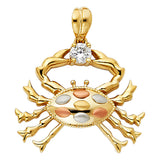 14K Tricolor Gold Crab Pendant