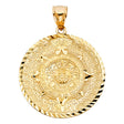 14K Yellow Gold Extra-Large Aztec Calendar Pendant