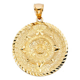 14K Yellow Gold Extra-Large Aztec Calendar Pendant