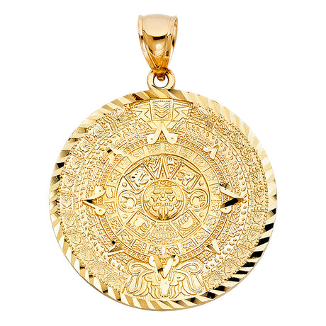 14K Yellow Gold Extra-Large Aztec Calendar Pendant