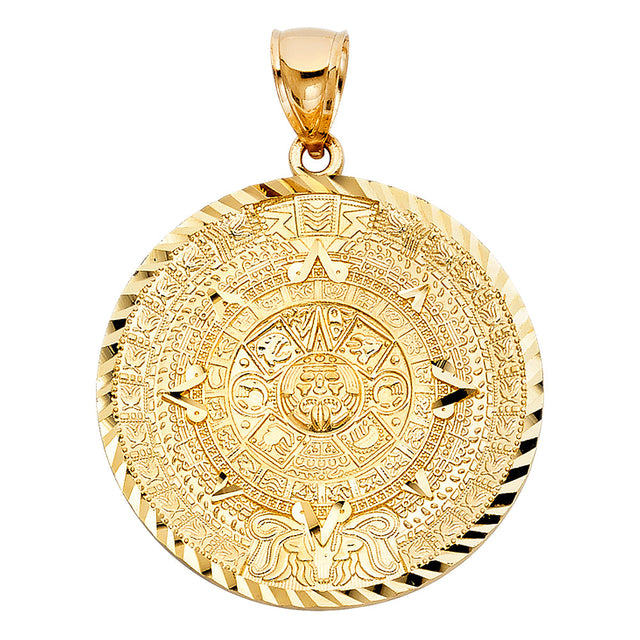 14K Yellow Gold Extra-Large Aztec Calendar Pendant