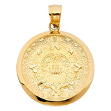 14K Yellow Gold Medium Aztec Calendar Pendant