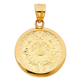 14K Yellow Gold Small Aztec Calendar Pendant