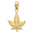 14K Yellow Gold Petite Marijuana Leaf Pendant
